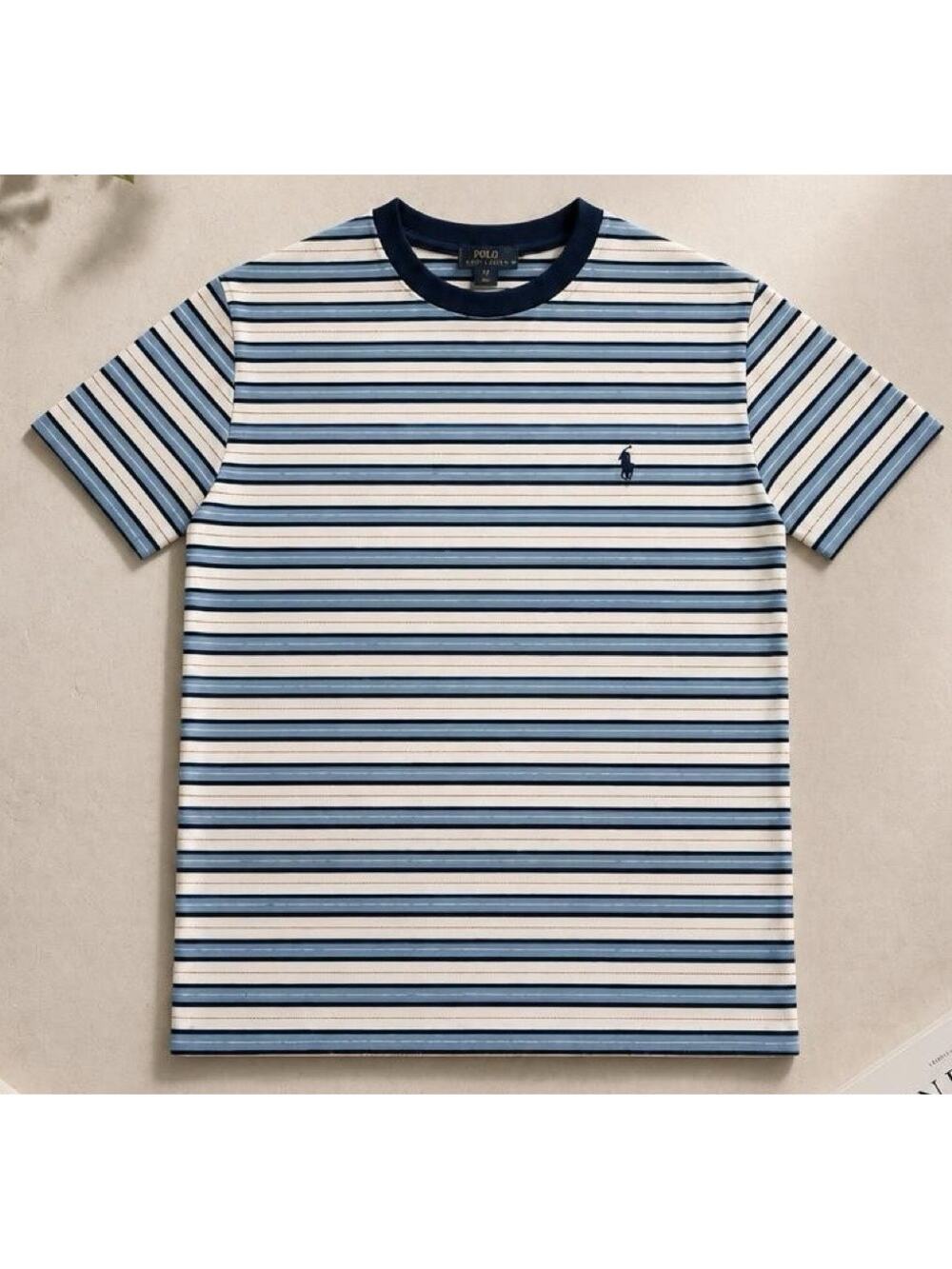 Volcom Blue & White Striped Cotton T‑Shirt – Short Sleeve Crew Neck – Size L